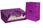 1c Printing Sun 210g Purple Art Paper Gift Bag, Ribbon Handle Shopping Bags