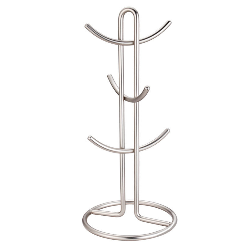 Oem Stainless Steel Coffee Mug Tree Holder Dryer Rack With 6 Hooks