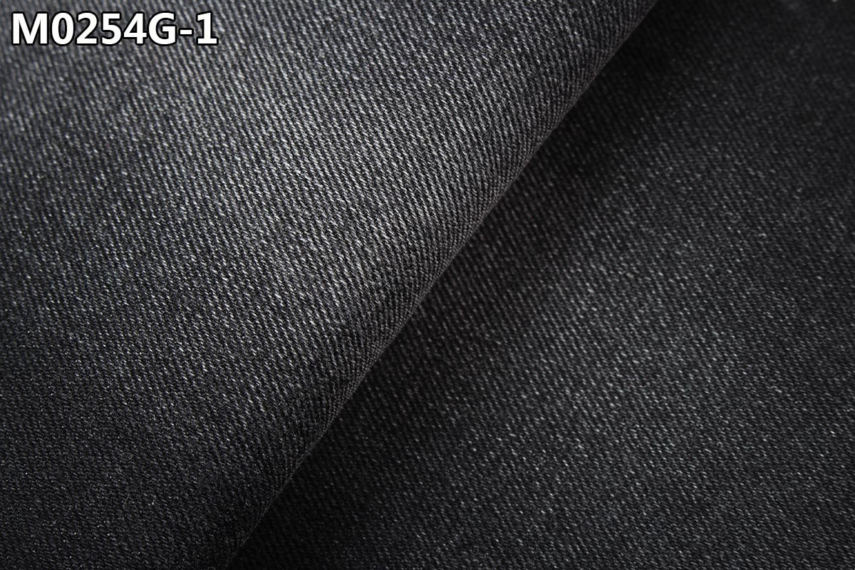 10.3 Ounce Black Slub Polyester Spandex Denim Fabric Slight Stretch Lady'S Wear