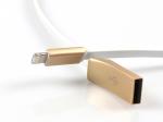 Metal Head Micro Flat USB Cable 3D Zinc Alloy For Samsung With Length 100cm