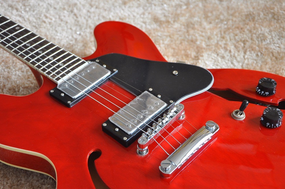 Factory supply Red G es335 electric jazz guitar semi-hollow arched top ES 335 jazz guitar