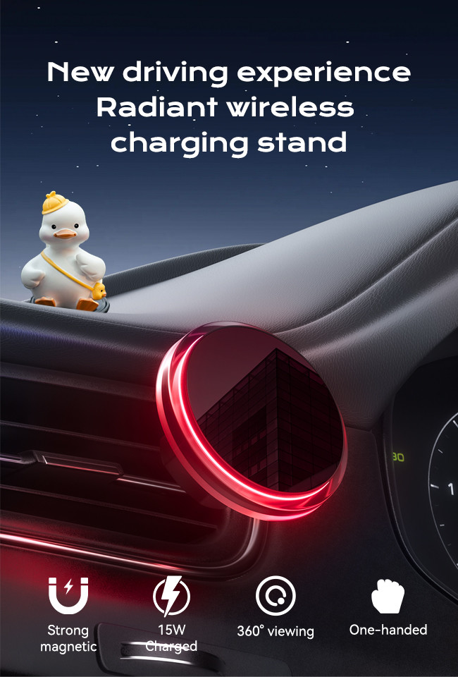 Original Design Magnetic Car Phone Holder With Ambient Light And Customizable RGB Lights For A Unique Look