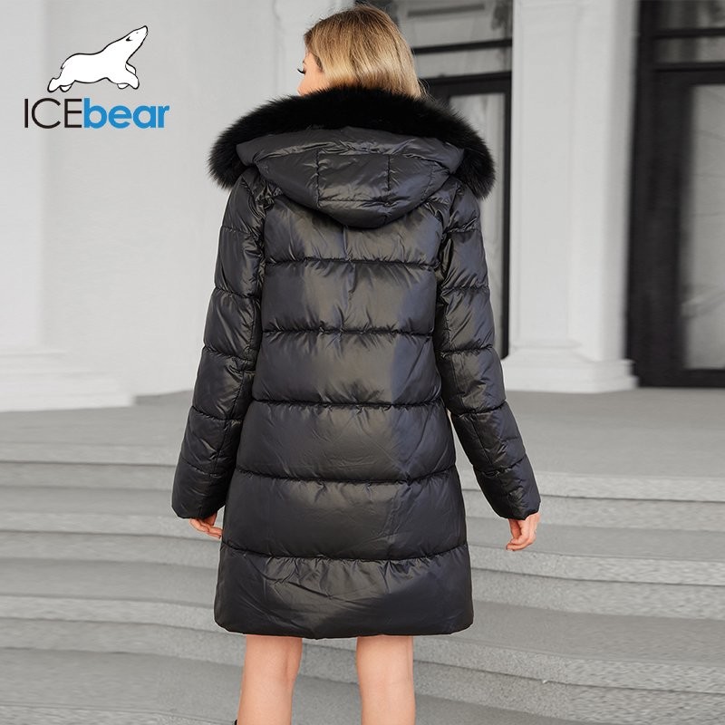 Luxurious Real Fox Fur Collar Mid Length Down / Cotton Jacket With Oblique Placket Design Showcasing Unique Elegance