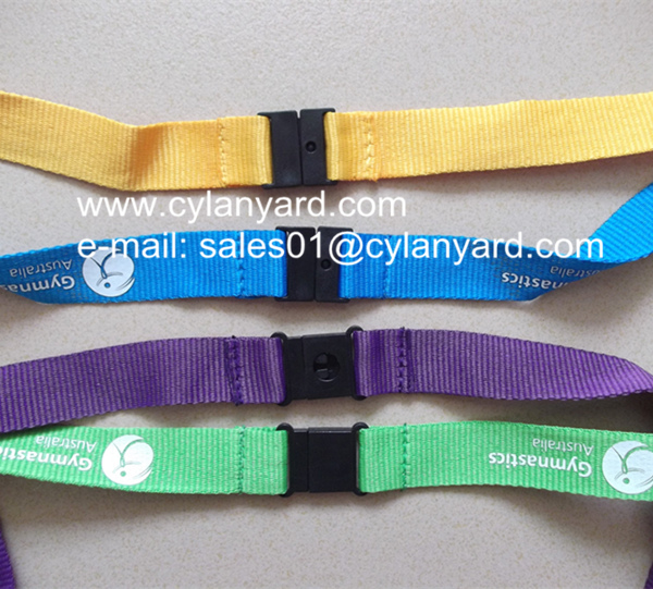 Dyed polyester neck strap with breakaway