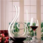 Modern Hand Blown Glass Decanter , Clear Glass Flat Bottom Wine Decanter