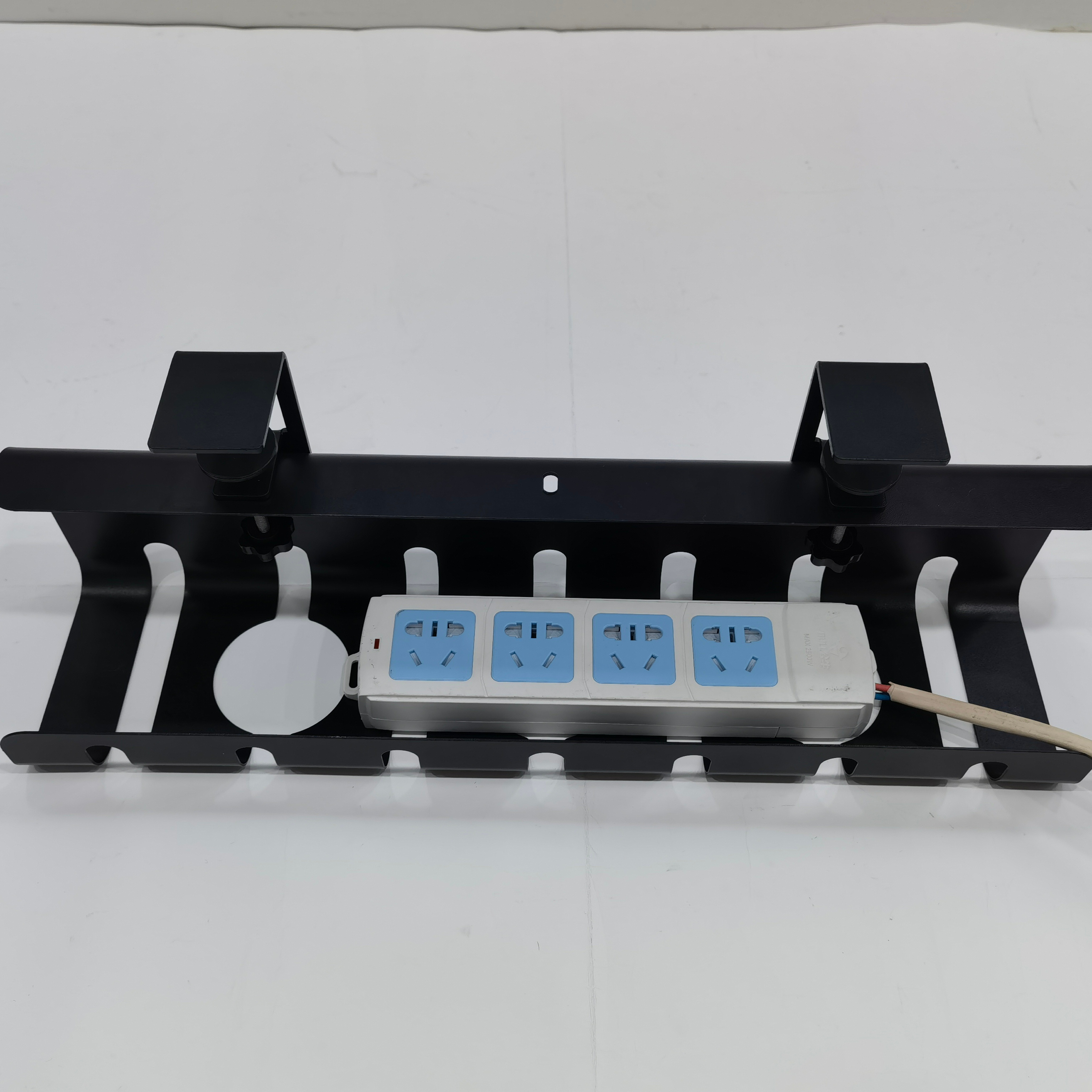 Single Tier Black Oval 3-Hole Adjustable Wire Storage Rack for Under Table Efficiency