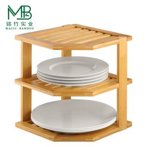 Wholesale Wholesale Small 3-Tier Bamboo Dish Organizer Rack For Kitchen Cabinets from china suppliers