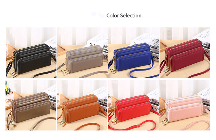Fashion Long Wallet Double Layer Double Zipper Lady Shoulder Bag for All Seasons