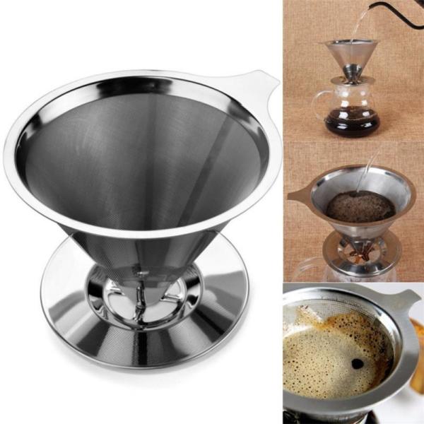 Paperless Pour Over Coffee Dripper Slow Drip Coffee Filter Metal Cone -Single
