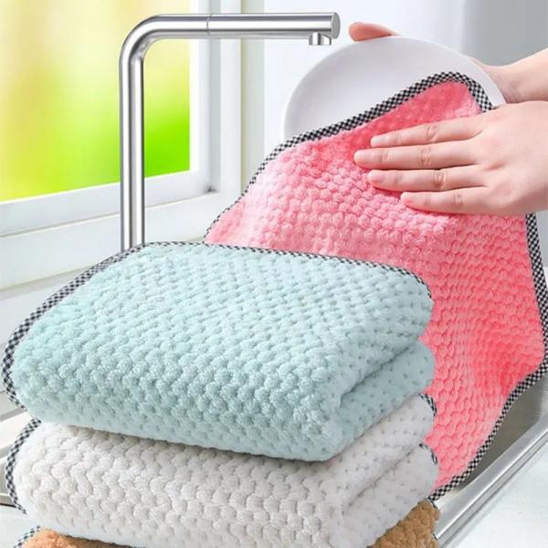 KILINE Personalized Coral Fleece Microfiber Kitchen Dish Wash Cloth Towel Fast