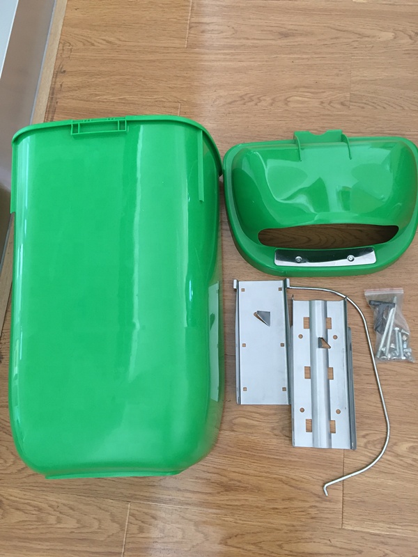 50L Green Small Double Bins Plastic Waste Bin Outdoor Standing Induction Type Eco-friendly Stocked Round