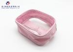 Embossed Pink PU Leather Bag Super Clear Soft PVC Window Leather Cosmetic Bag