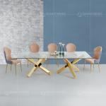 95inch Rectangle Glass Top Dining Table 4 Seater Glass Dining Table With Chairs