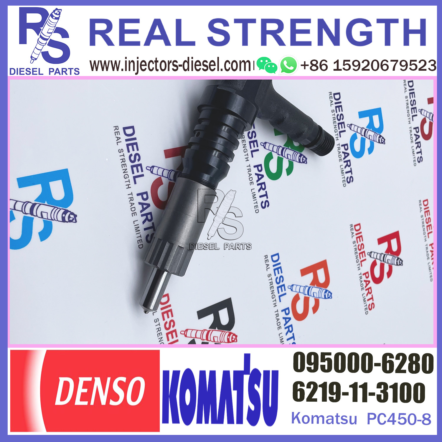 Diesel Fuel Injector 095000-6280 for KOMATSU SAA12VD140E-3C Engine 6219-11-3100