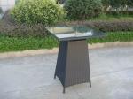 Hand-Woven Grey Rattan Bar Set , Resin Wicker Patio Bar Furniture