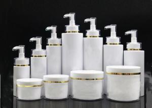 Wholesale 100ml 150ml 200ml 250ml 300ml 350ml 400ml 500ml White Pump Bottle with Gold Silver Line Cap from china suppliers