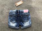 Casual Kids Denim Jeans Girls Mid Thigh Denim Shorts With Dots Woven Contrast