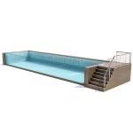 Customized Stainless Steel Above Ground Pool with Coffee Color Wood Plastic