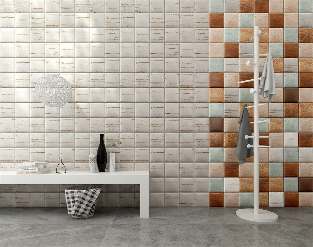 Beige 152x152mm Square Ceramic Indoor Bread Tiles For Kitchen And Living Room