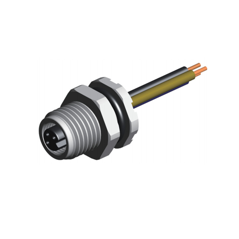 3P Female Back Panel Mount Connector , M5 Waterproof Sensor Connector