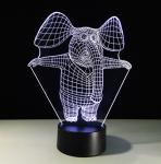 Elephant 3D Night Light 7 Colors Change with Remote Control As Birthday Gifts