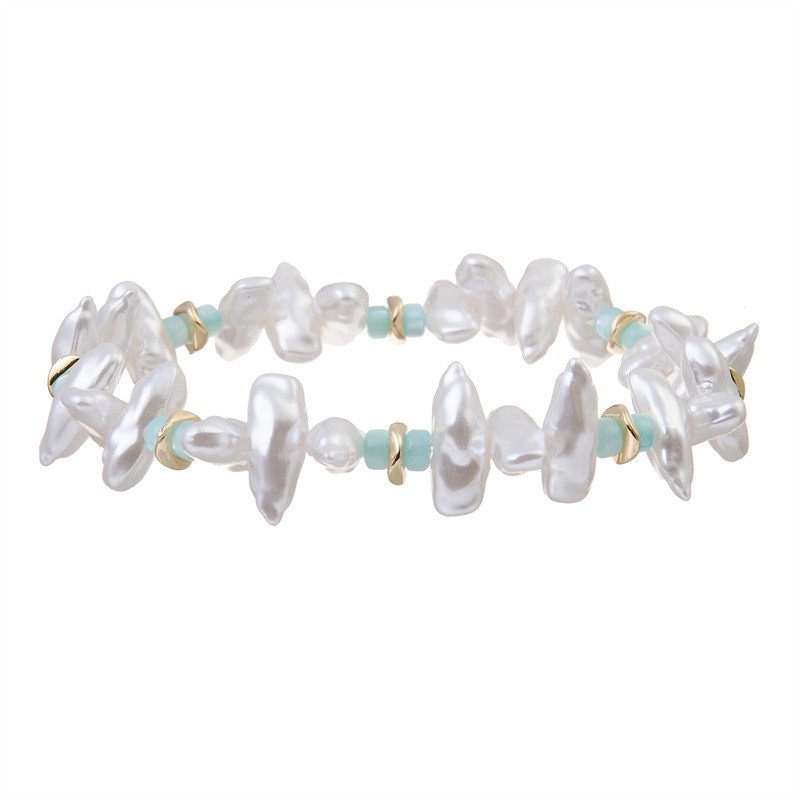 Unite Shape White Color Pearl Stretch Bracelet Statement Pearl Bracelet Gift