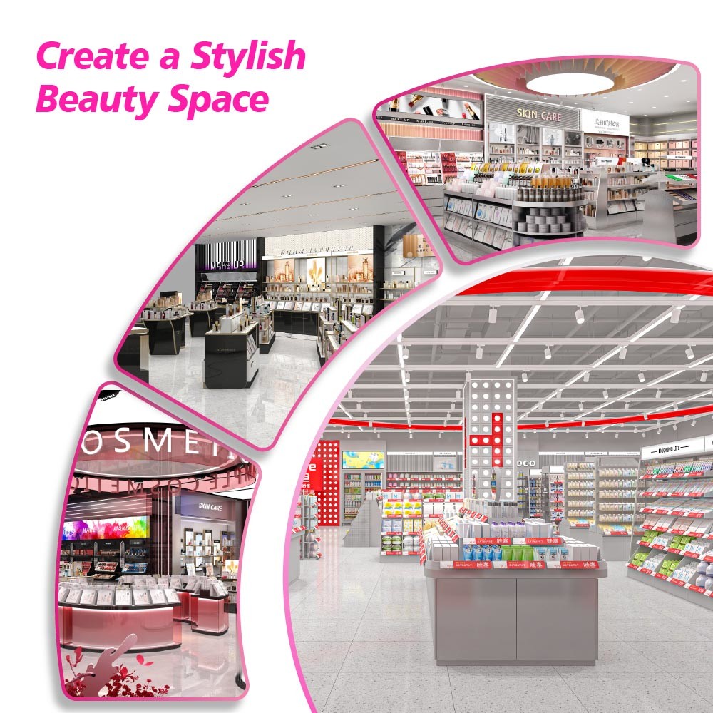 YXiS-X3 40mm Soft Film Light Box Skincare Display Cabinet with Adjustable Shelves