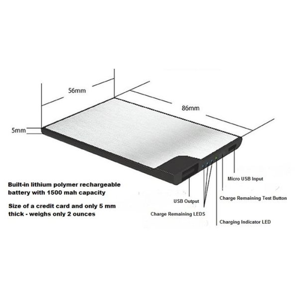 Ultra Thin 5mm Credit Card Power Bank With Li-polymer Battery