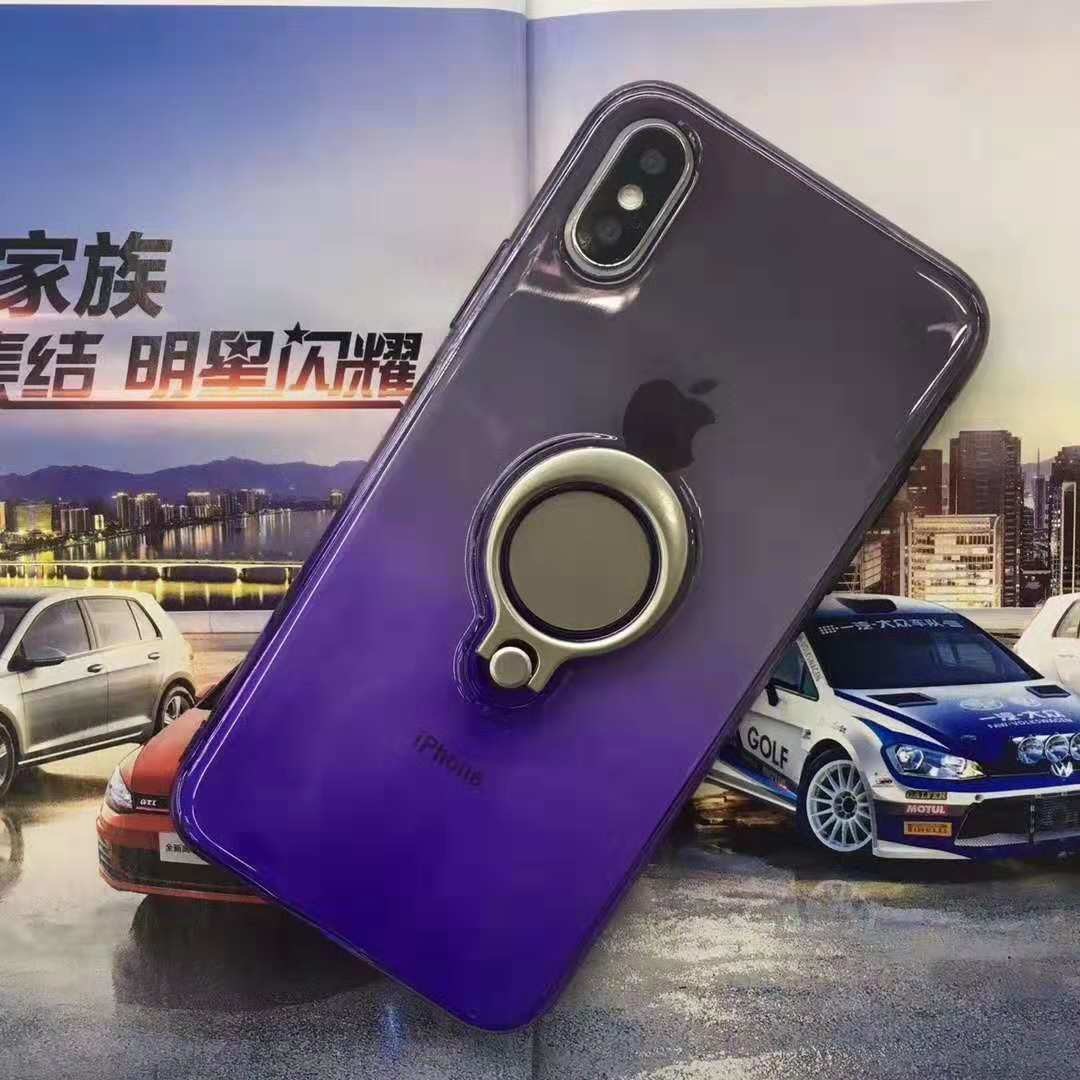 Double Color Gradient Ring Magnetic Car Mount Holder Soft TPU Case Back Cover For Samsung A6 Plus/J8 2018/A9 STAR lite