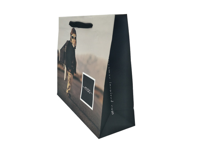 Recycled Personalized Kraft Paper Shopping Bags With Cotton Ribbon Handle
