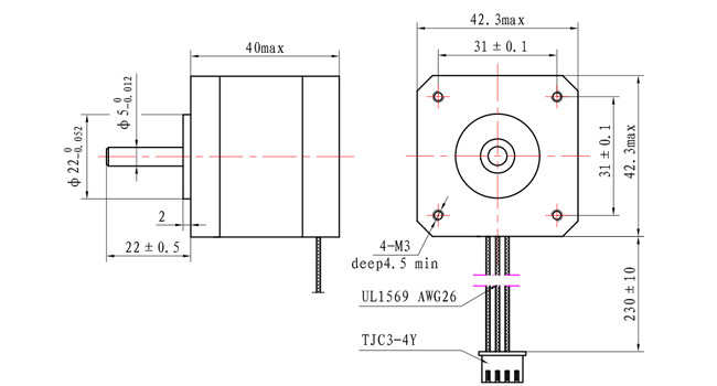 1.2 Degree NEMA 17 Stepper Motor 3 Phase 1.2A With CE RoHS ISO