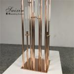 Glass Tube Rose Gold Metal Floor Candelabra Pillar Candlesticks Tall 175cm