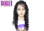 Dyed Brazilian Human Hair Deep Wave Full Lace Wigs With Baby Hair Bleached