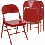 Commercial Stackable Metal Fold Up Chairs For Picnic red black white