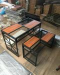 Iron Wire Tube And Wood Clothes DIplsy Stand / Display Tables For Sport Clothing