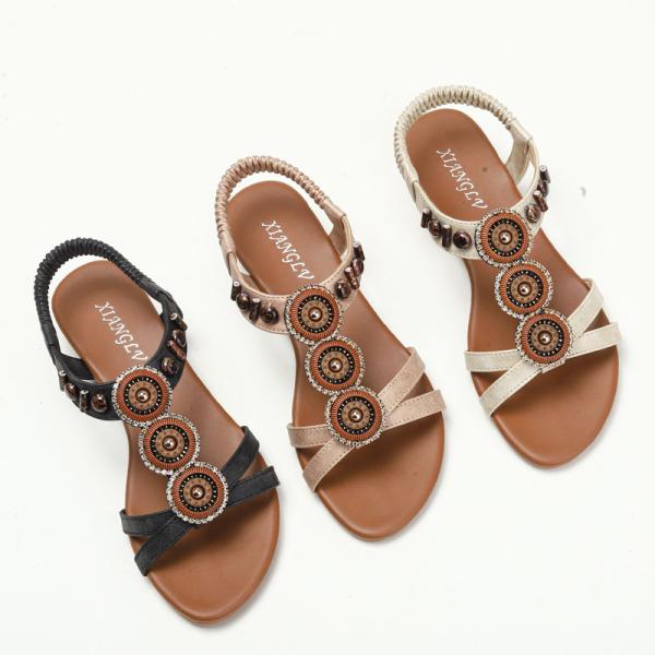 BS175 Fashion Sandals Women'S European And American Rhinestone Cross Strap Back