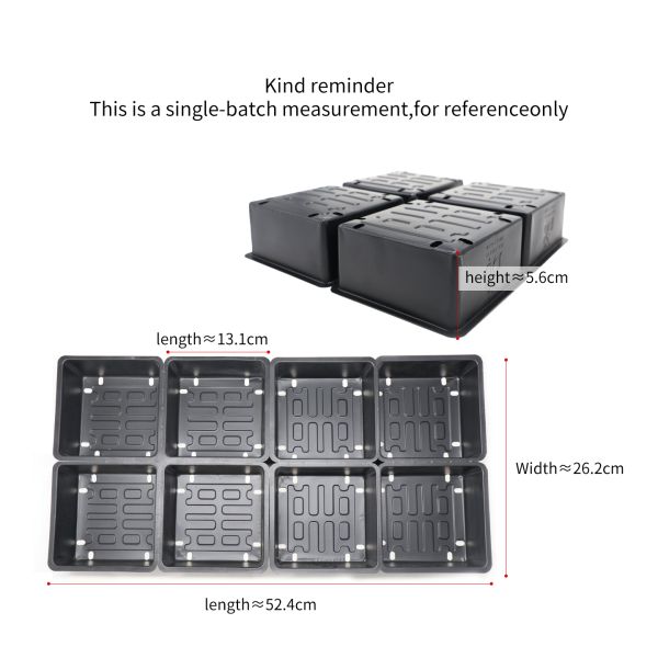 Customized 8 Cell Rectangular Plant Tray PP Plastic Vacuum Formed Hydroponic Seed Germination Tray With Holes