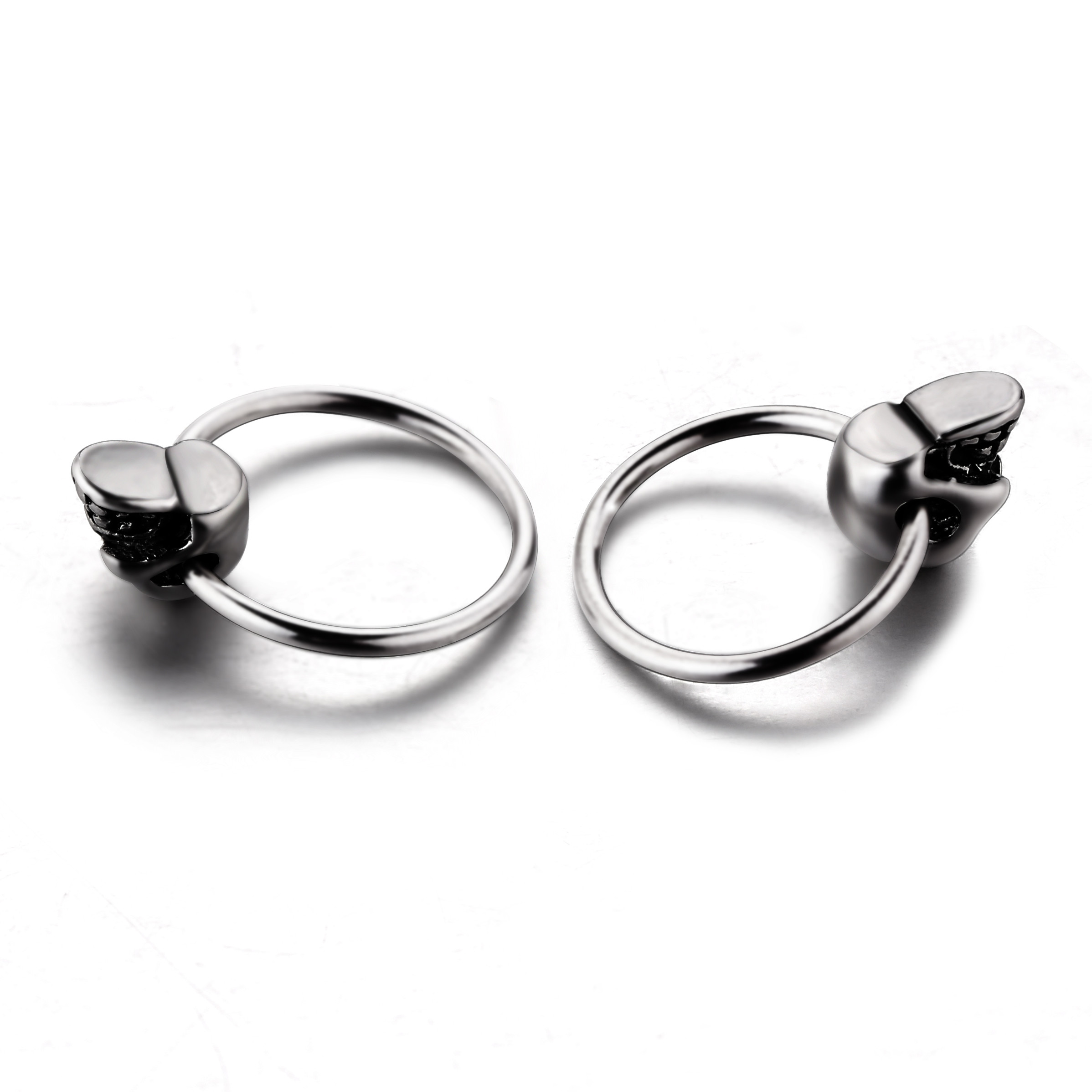Fancy punk style skull nose ring stainless steel body piercing jewelry