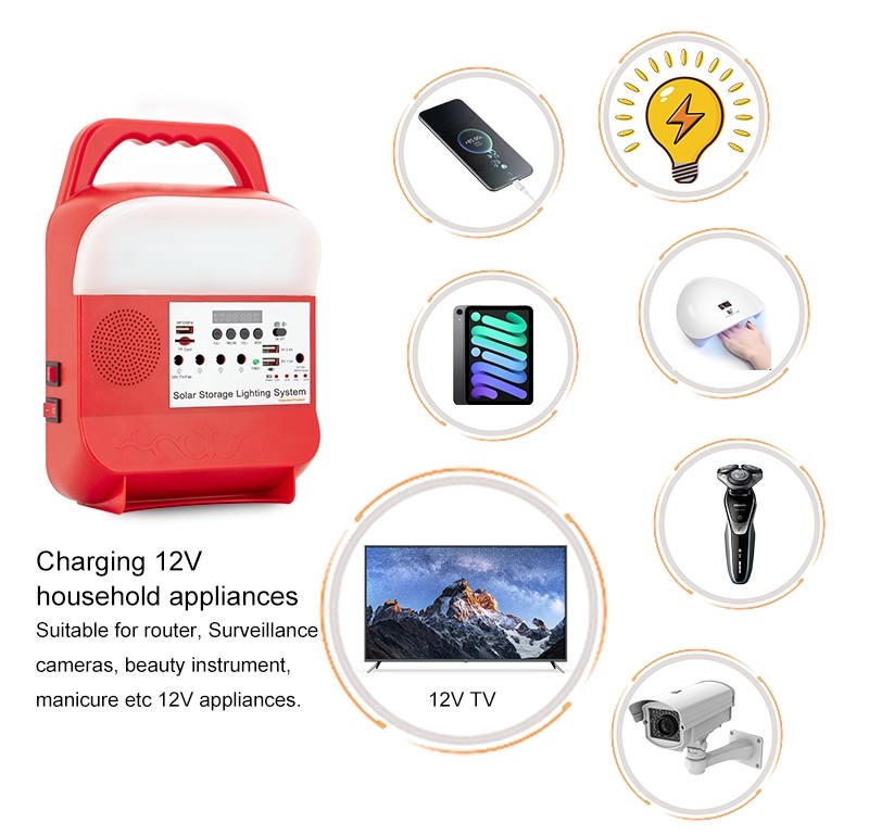 Small Rechargeable Solar Camping Battery Light Charging Home Led Bulb Energy Panel Outdoor