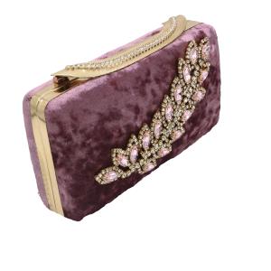 Wholesale Leather Clutches And Evening Bags With Violet Diamonds Burgundy Flannel Inlaid from china suppliers