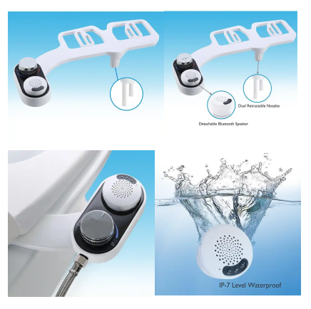 ABS Material Adjustable Music 2 Jetting Manual Toilet Bidet Music Bidet WRAS ACS Approved