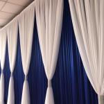 Hot Sale Wedding Backdrop Blue White Double Drape Cross Valance Luxury Wedding