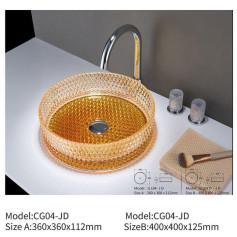 Wholesale Modern Round Hand Wash Glass Basin Sink Big Size for Bathroom Counter Top from china suppliers
