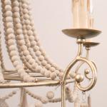 Iron chandelier with wood beads for farmhouse living room (WH-CI-79)