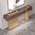 Rectangle Stainless Steel Entrance Table Wall Table Brushed Gold Metal Base