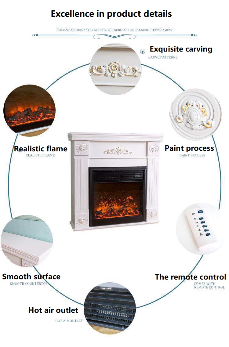 Metal 3D White Simulation Electronic Fireplace for Family Directly from 110V / 220V