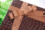 Brown Polyester Gift Packing Ribbon For Box Raised Logo 25cm Width Durable