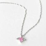 S925 Sterling Silver Love Wings Necklace Women Heart Zircon Collarbone Chain