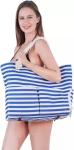 Extra Large Zipper Washable Beach Tote Two Compartment Waterproof With Front