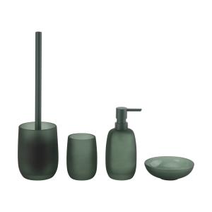 Wholesale Glass Bathroom Accessories Set Frosted Green Color With Round Shape Frosted Lotion Bottle Soap Dish from china suppliers